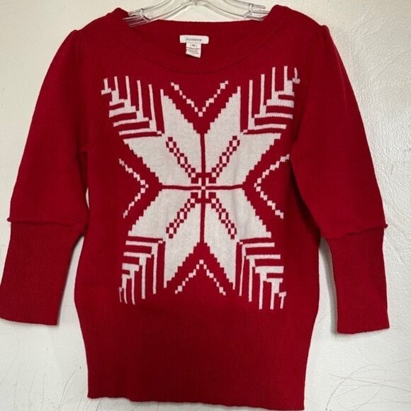 Women's Sundance Red Snowflake Wool Blend Sweater Size M - Picture 1 of 10